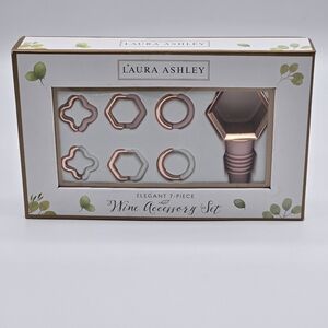NEW Laura Ashley Rose Gold Elegant 7 Piece Wine Accessory Kit